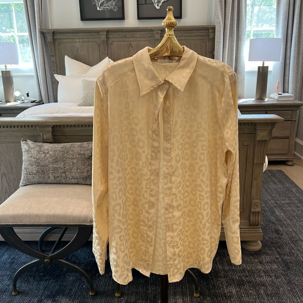 12th Tribe Silky Leopard Print Blouse